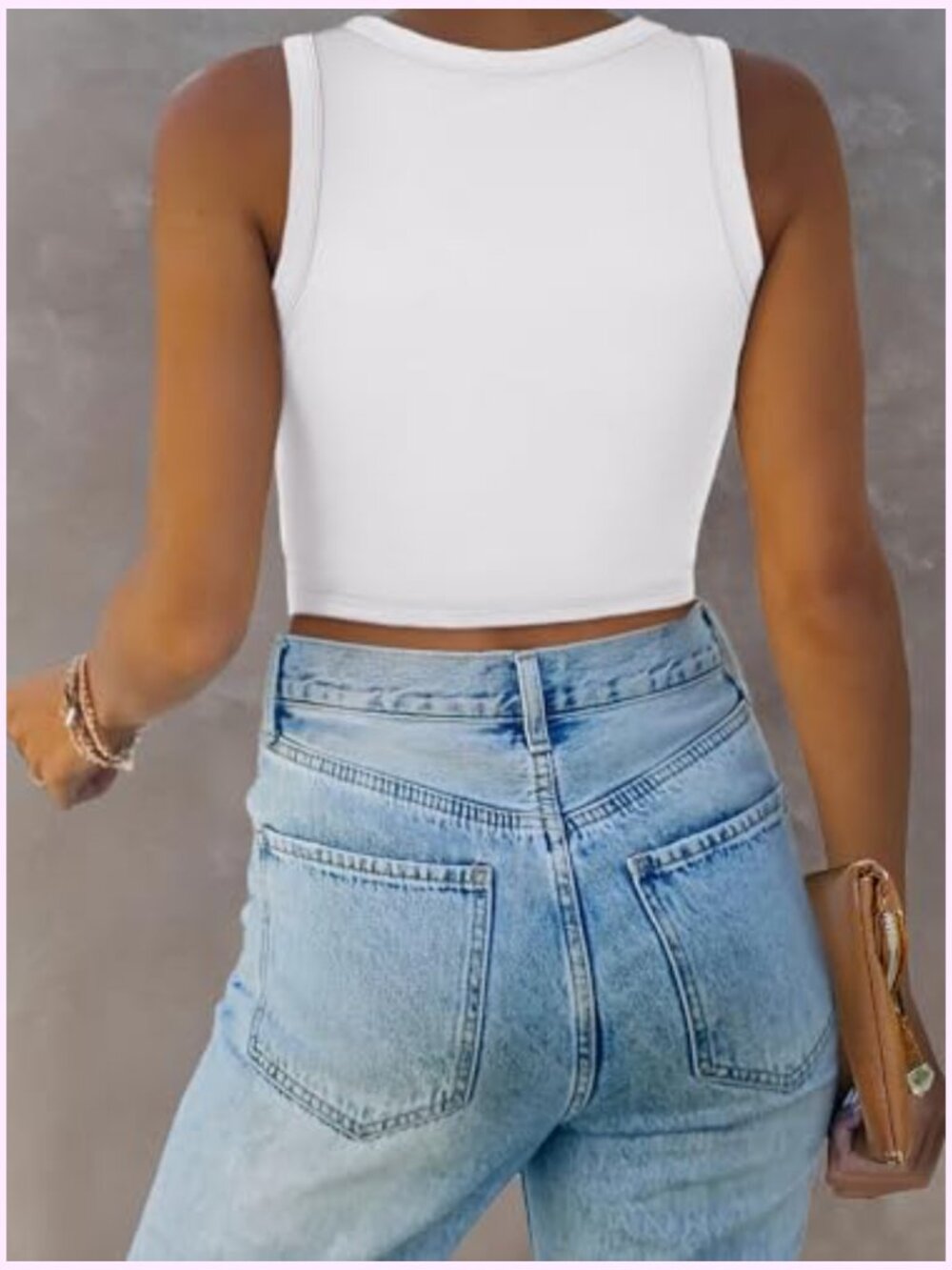 High Neck Cutout Racer Back Crop Tank Top Going Out Y2K Top - Picture 5 of 7